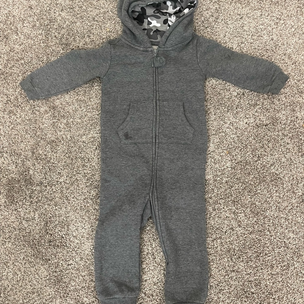 Gray Bodysuit with Hood and Footies
